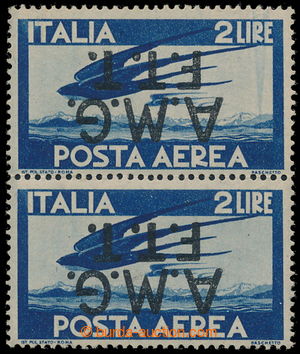 195528 - 1947 TRIESTE A, Posta Aerea Sass.2, pair 2 Lire with INVERTE