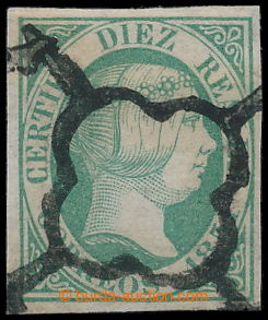 195530 - 1851 Mi.10, Edifil 10, Isabella 10 Reales green; very fine p