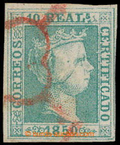 195534 - 1850 Mi.5, Edifil 5, Isabela II. 10 Reales zelená, S ČERVE