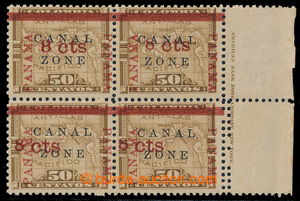 195545 - 1904 SPRÁVA USA  Sc.14c, krajový 4-blok 8 Cents / 50 Centa