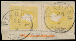 195581 - 1858 Ferch.10I, 2 pcs of Franz Joseph 2 Soldi on cut-square 