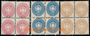 195596 - 1863/64 Ferch.21-23, blocks of four Eagle 5-15Sld, perf 9