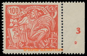 195654 -  Pof.173A, 100h red with R margin and plate number 3, type I