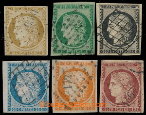 195840 - 1849 Mi.1-5, 7, Ceres 10C-1Fr, first issue; several minor fa