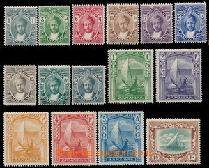 195841 - 1913 SG.246s-260s, Sultan and sailing-ship; complete set 1C-