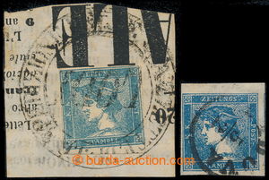 195893 - 1851 Ferch.6Ib, 6IIIb; Blue Mercury on cut-square with rare 