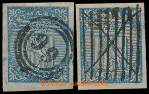 195929 - 1855 Mi.1, Coat of arms 4Sk, selection of 2 stamps with comp