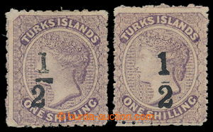 195935 - 1881 SG.12, 13, Victoria 1Sh lilac, 2 pcs with overprints 1/