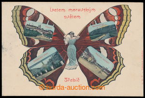 195991 - 1905 TŘEBÍČ - 4-okénková koláž Motýl; prošlá, zach