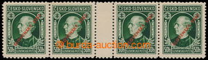 196008 - 1939 Alb.M23C2, Hlinka 50h green, horiz. 4-stamp gutter., li