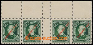 196009 - 1939 Alb.M23C5, Hlinka 50h green, horiz. 4-stamp gutter with