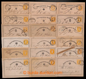 196022 - 1870-1876 sestava 18ks dopisnic žluťásek, FJ 2Kr žlutá,