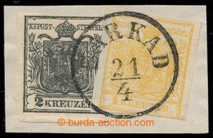 196043 - 1850 Ferch.1HI a 2HI, Znak 1+2Kr ruční papír I. typy, s D