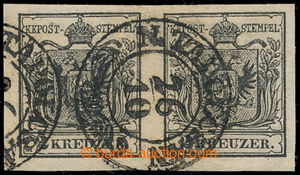 196046 - 1850 Ferch.2HI, 2-páska Znak 2Kr tiefschwarz ruční papír