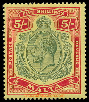 196244 - 1918-1922 SG.88c, Jiří V. 5Sh tmavě zelená a červená /