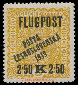 196344 -  Pof.53II, hodnota 2,50K/3K žlutá s přetiskem FLUGPOST, 