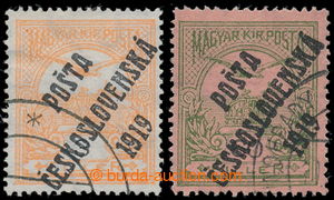 196355 -  Pof.91 + 94, 3f orange, overprint I. type + 60f green with 