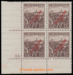 196376 -  Sy.18, Český ráj 3Kč hnědá, levý dolní rohový 4-bl
