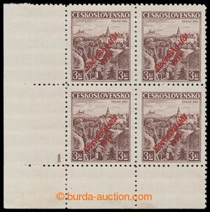 196377 -  Sy.18, Bohemian Paradise 3CZK brown, LL corner blk-of-4 wit
