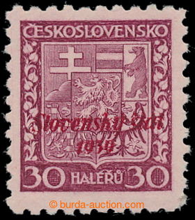 196399 -  ZT  přetisku na čs. zn. Znak 30h fialová, Pof.250, červ