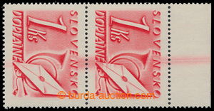 196410 - 1942 Sy.D19, Doplatní 1Ks červená, svislá 2-páska s hor