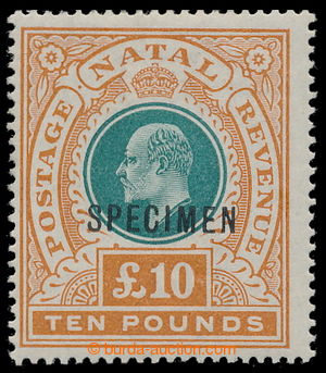 196427 - 1902 SG.145as, Edward VII. 10£ green/ orange, wmk CC, b