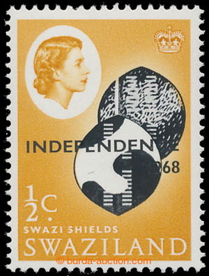 196448 - 1968 SG.142a, QEII, Independence 1/2C., OMITTED BROWN COLOR;