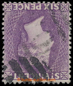 196457 - 1888 SG.52w, Viktoria 6P fialová, PRŮSVITKA CA PŘEVRÁCEN