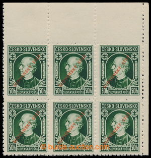 196475 - 1939 Sy.23B, Hlinka 50h, ŘZ 10½, 6-blok s horní okraj