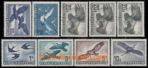 196508 - 1950-53 Mi.955-956 + 968x, y, z + Mi.984-987, Birds; rare, c