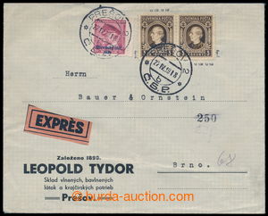 196523 - 1939 commercial express letter addressed to to Brno, with Sy