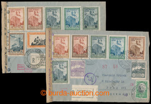 196535 - 1942-1943 sestava 2ks bohatě frankovaných R-dopisů zaslan
