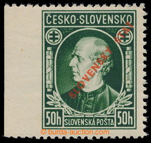 196565 - 1939 Sy.23A, Hlinka 50h, ŘZ 12½, krajový kus s vynech