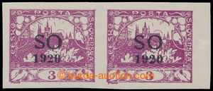 196573 -  Pof.SO2, Hradčany 3h violet, horiz. marginal Pr with plate