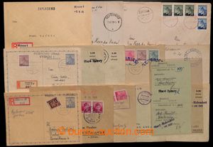 196855 - 1945 comp. 14 pcs of Reg mailings with various provisory can