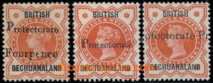 196887 - 1889-1890 SG.53-55, britské Viktorie SG.9 s provizorními p