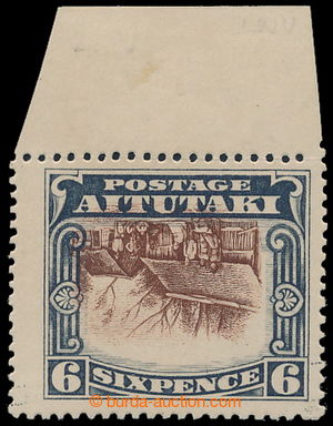 196902 - 1920 AITUTAKI SG.28, 6P red-brown / grey (slate), marginal p