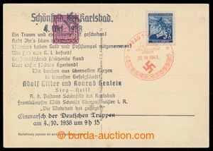 196953 - 1938/1941 neprošlá pohlednice vydaná k obsazení Sudet v 