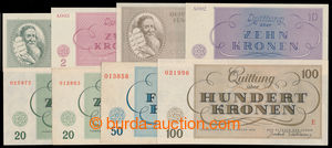 196957 - 1943 TEREZÍN 1-7, complete set bank-notes Terezín ghetto, 