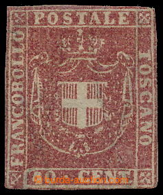 197265 - 1860 Sass.21b, Znak - Savojský kříž 40C carminio rosa; o
