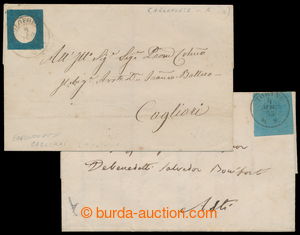197279 - 1853-184 2 letters with Sass.5 20C azzurro and Sass.8d 20C a