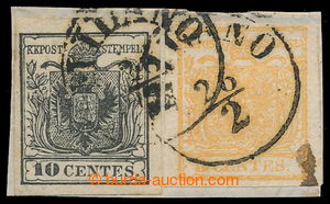197284 - 1850 Ferch.1+2H I, Coat of arms 5+10Cts I. types on cut-squa