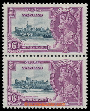 197302 - 1935 SG.24b, Silver Jubilee, pair 6P, on bottom stamp SHORT 