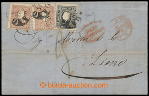 197305 - 1858 letter with Ferch.7Ib and 10I(2x); 3Sld type I grey-bla