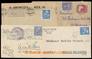 197316 - 1908 sestava 4 dopisů do Švýcarska se zn. Jubilejní emis