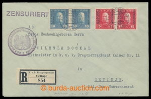 197435 - 1917 MONTENEGRO  R-dopis polní pošty vyfr. 2-páskami pře