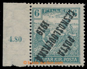 197530 -  Pof.104Pp, 6f green-blue, marginal piece with control-numbe