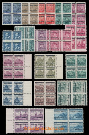 197564 - 1939 Pof.1-19, kompletní přetisková série ve 4-blocích,