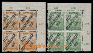 197673 -  Pof.101 + 103, value 2f light brown and 5f green, upper cor
