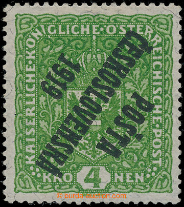 197750 -  Pof.50b PP, Znak 4K světle zelená na ŽILKOVANÉM PAPÍRU